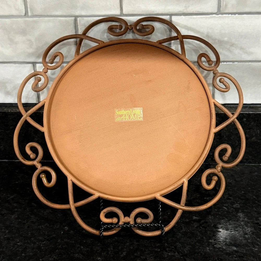 Southern Living at HOME Metal Scrollwork Covington Tray Charger Terracotta Rust